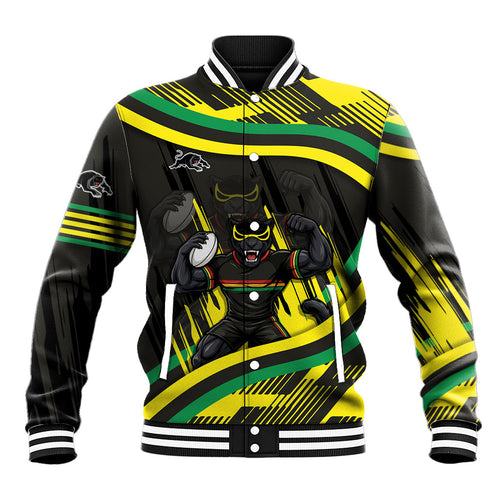 Panthers Rugby Mascot Baseball Jacket Fierce Athlete Graphic in Sports Style