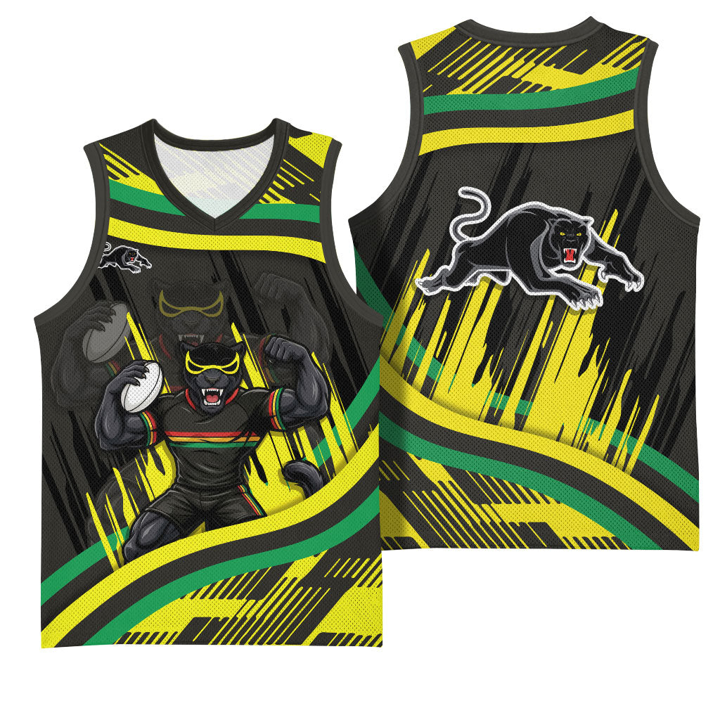 Panthers Rugby Mascot Basketball Jersey Fierce Athlete Graphic in Sports Style