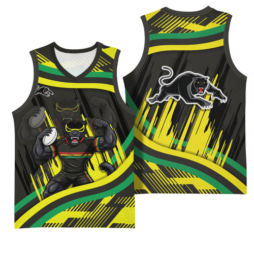 Panthers Rugby Mascot Basketball Jersey Fierce Athlete Graphic in Sports Style