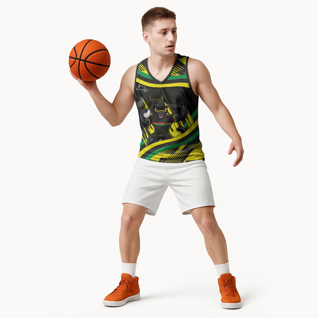 Panthers Rugby Mascot Basketball Jersey Fierce Athlete Graphic in Sports Style