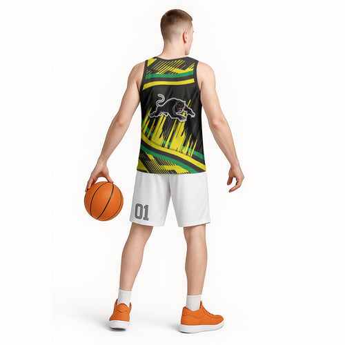 Panthers Rugby Mascot Basketball Jersey Fierce Athlete Graphic in Sports Style