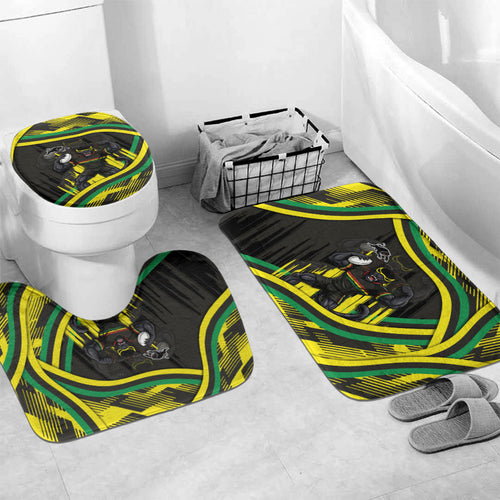 Panthers Rugby Mascot Bathroom Set Fierce Athlete Graphic in Sports Style