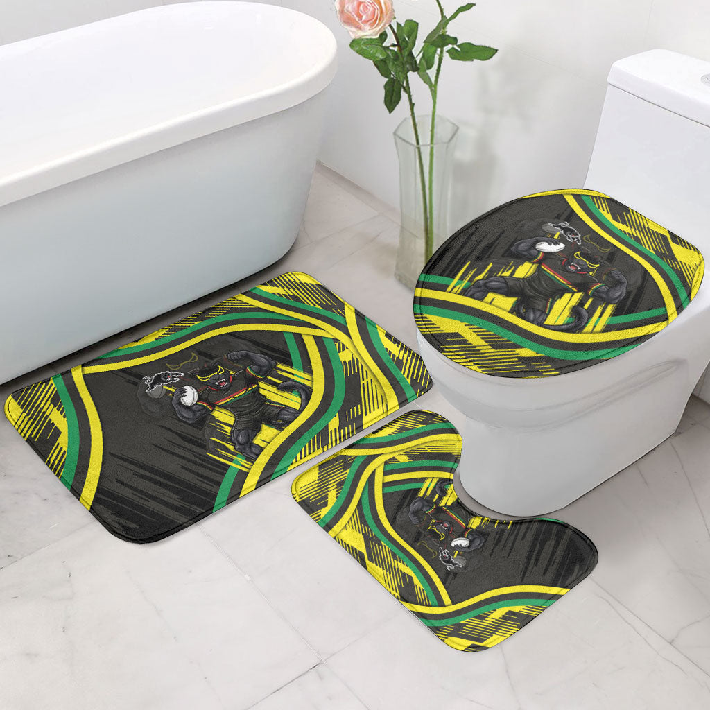 Panthers Rugby Mascot Bathroom Set Fierce Athlete Graphic in Sports Style