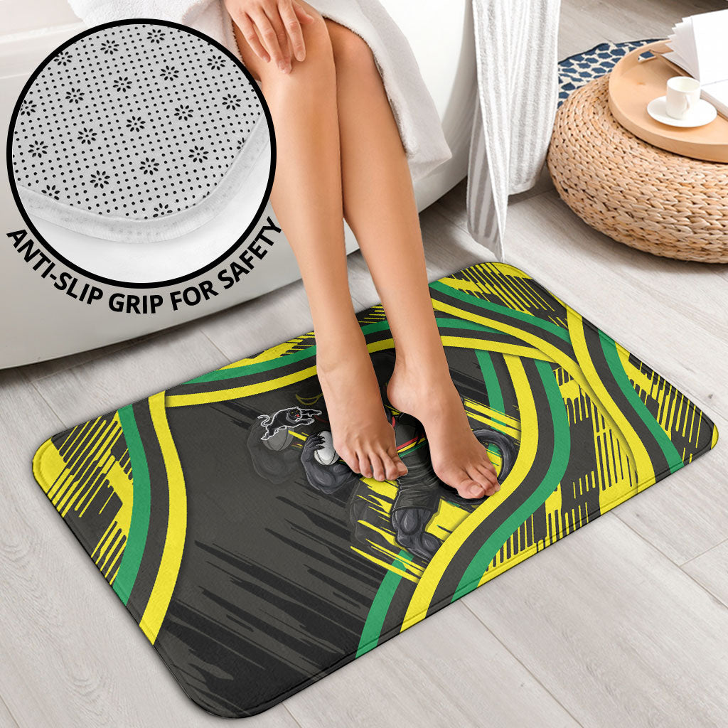 Panthers Rugby Mascot Bathroom Set Fierce Athlete Graphic in Sports Style
