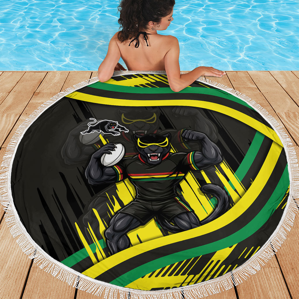 Panthers Rugby Mascot Beach Blanket Fierce Athlete Graphic in Sports Style