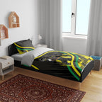 Panthers Rugby Mascot Bedding Set Fierce Athlete Graphic in Sports Style