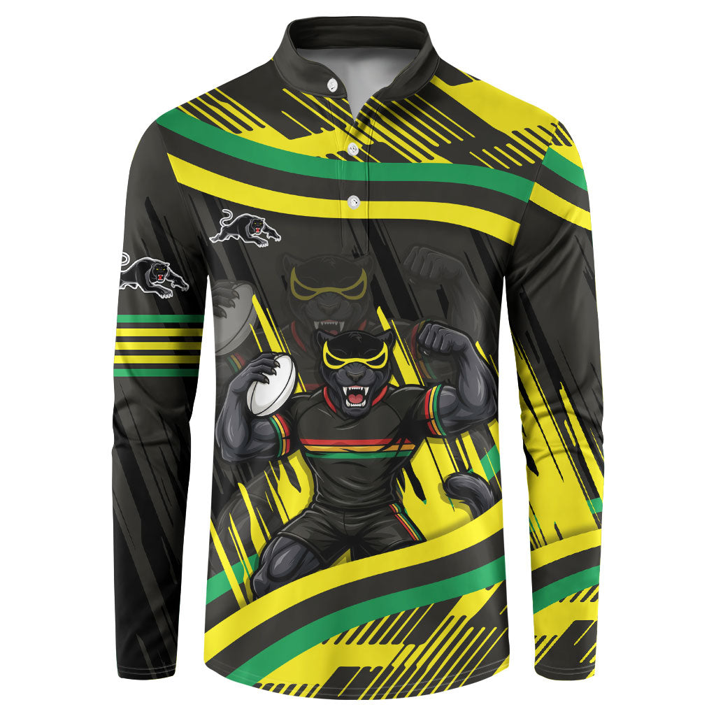 Panthers Rugby Mascot Button Sweatshirt Fierce Athlete Graphic in Sports Style