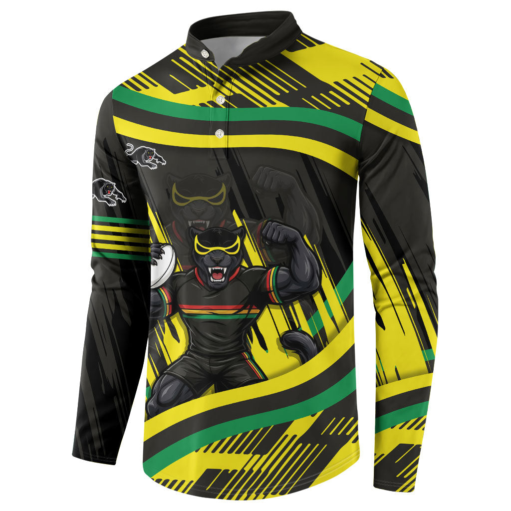 Panthers Rugby Mascot Button Sweatshirt Fierce Athlete Graphic in Sports Style