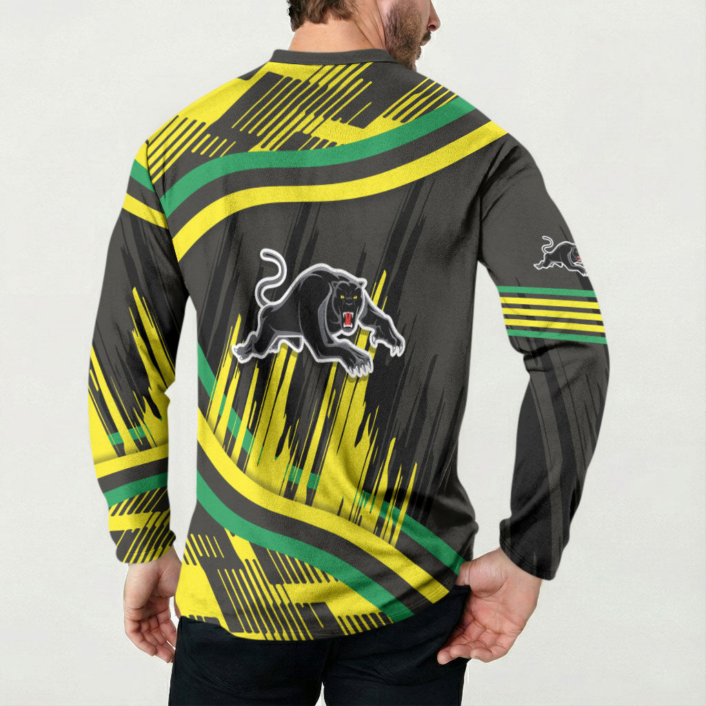 Panthers Rugby Mascot Button Sweatshirt Fierce Athlete Graphic in Sports Style