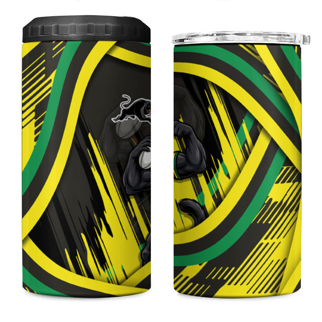 Panthers Rugby Mascot 4 in 1 Can Cooler Tumbler Fierce Athlete Graphic in Sports Style