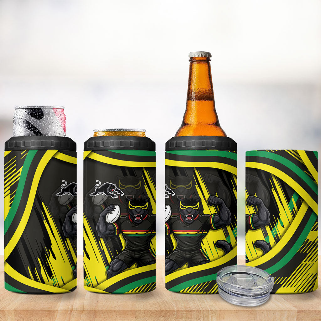 Panthers Rugby Mascot 4 in 1 Can Cooler Tumbler Fierce Athlete Graphic in Sports Style