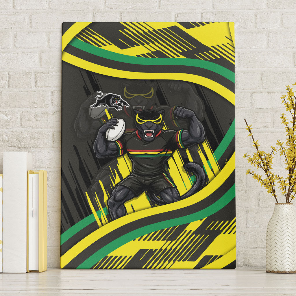 Panthers Rugby Mascot Canvas Wall Art Fierce Athlete Graphic in Sports Style