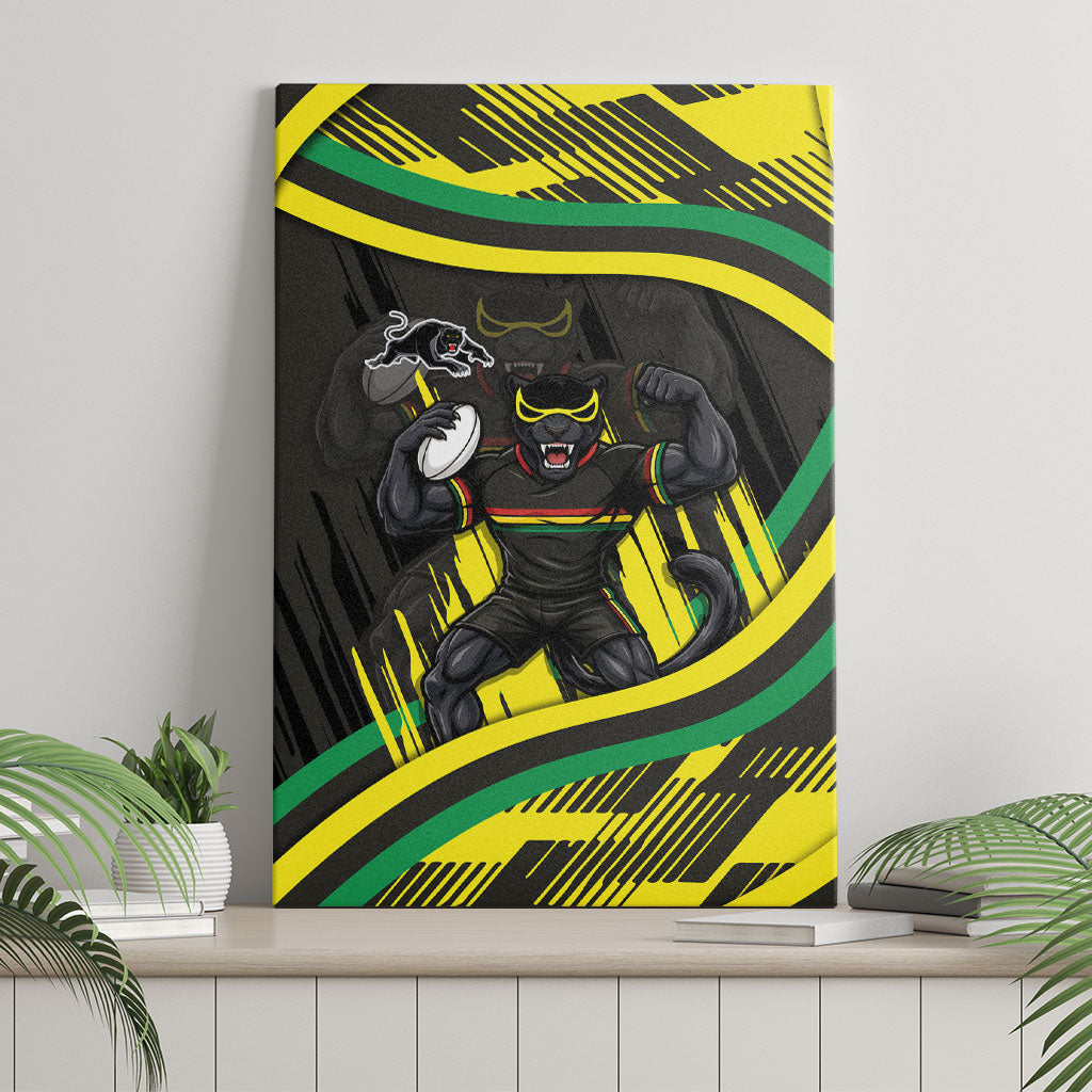 Panthers Rugby Mascot Canvas Wall Art Fierce Athlete Graphic in Sports Style