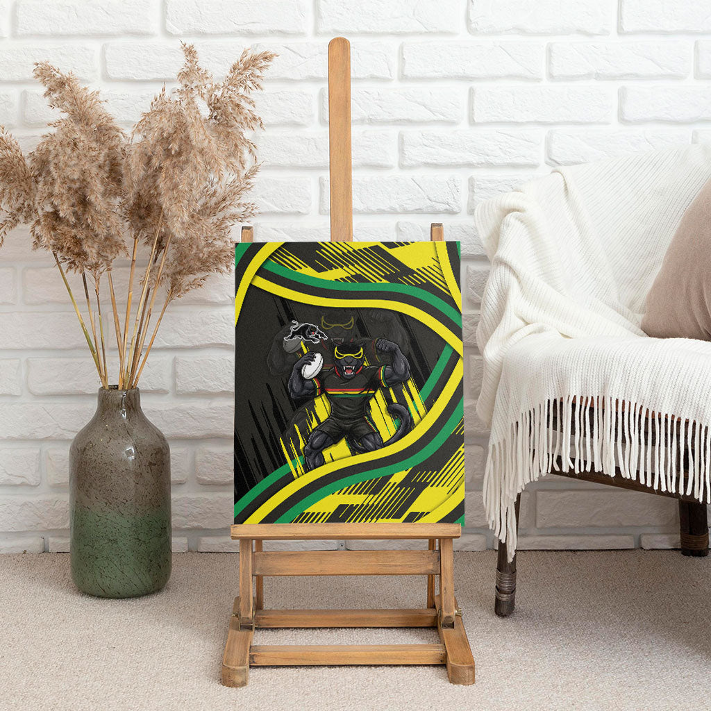 Panthers Rugby Mascot Canvas Wall Art Fierce Athlete Graphic in Sports Style