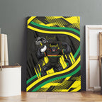 Panthers Rugby Mascot Canvas Wall Art Fierce Athlete Graphic in Sports Style
