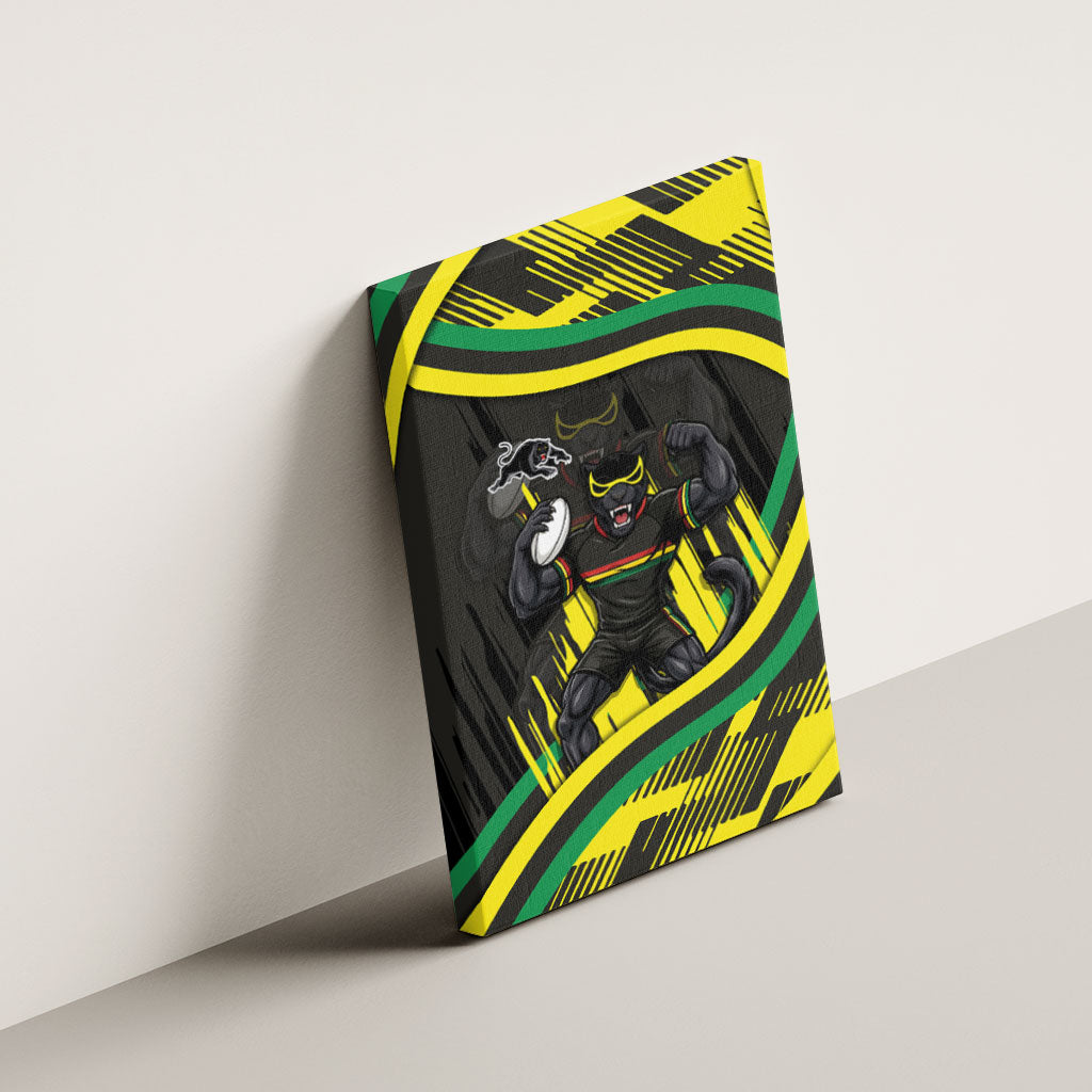 Panthers Rugby Mascot Canvas Wall Art Fierce Athlete Graphic in Sports Style