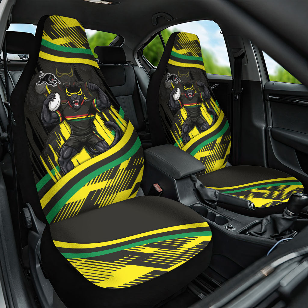 Panthers Rugby Mascot Car Seat Cover Fierce Athlete Graphic in Sports Style