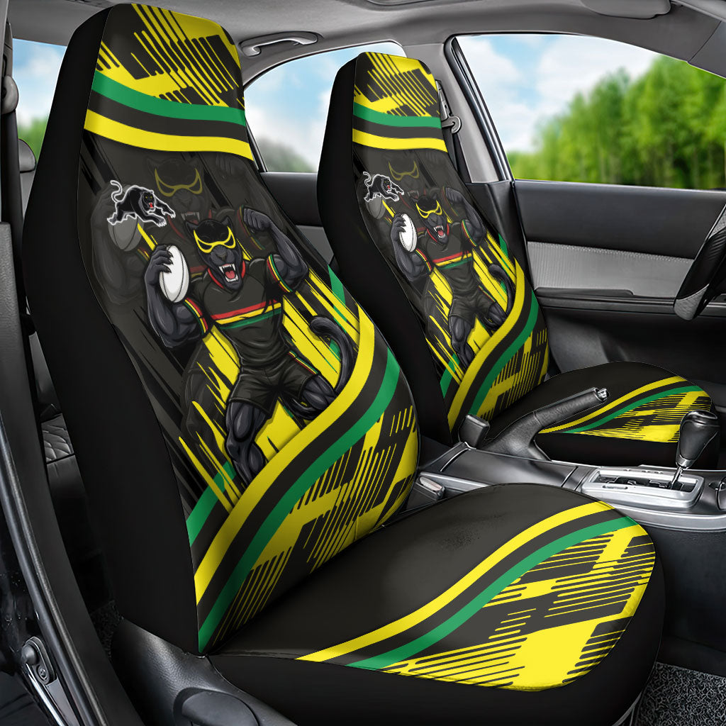 Panthers Rugby Mascot Car Seat Cover Fierce Athlete Graphic in Sports Style