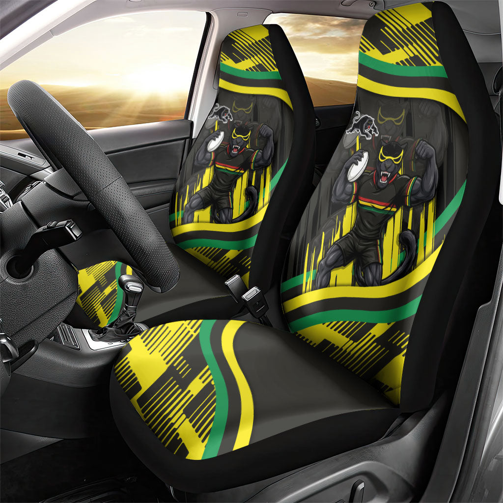 Panthers Rugby Mascot Car Seat Cover Fierce Athlete Graphic in Sports Style