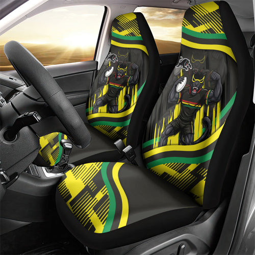 Panthers Rugby Mascot Car Seat Cover Fierce Athlete Graphic in Sports Style