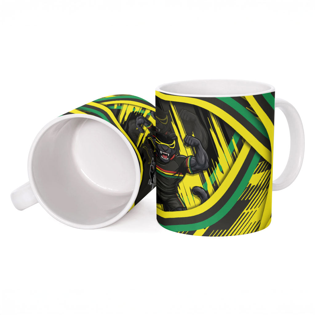 Panthers Rugby Mascot Ceramic Mug Fierce Athlete Graphic in Sports Style