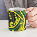 Panthers Rugby Mascot Ceramic Mug Fierce Athlete Graphic in Sports Style