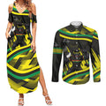 Panthers Rugby Mascot Couples Matching Summer Maxi Dress and Long Sleeve Button Shirt Fierce Athlete Graphic in Sports Style