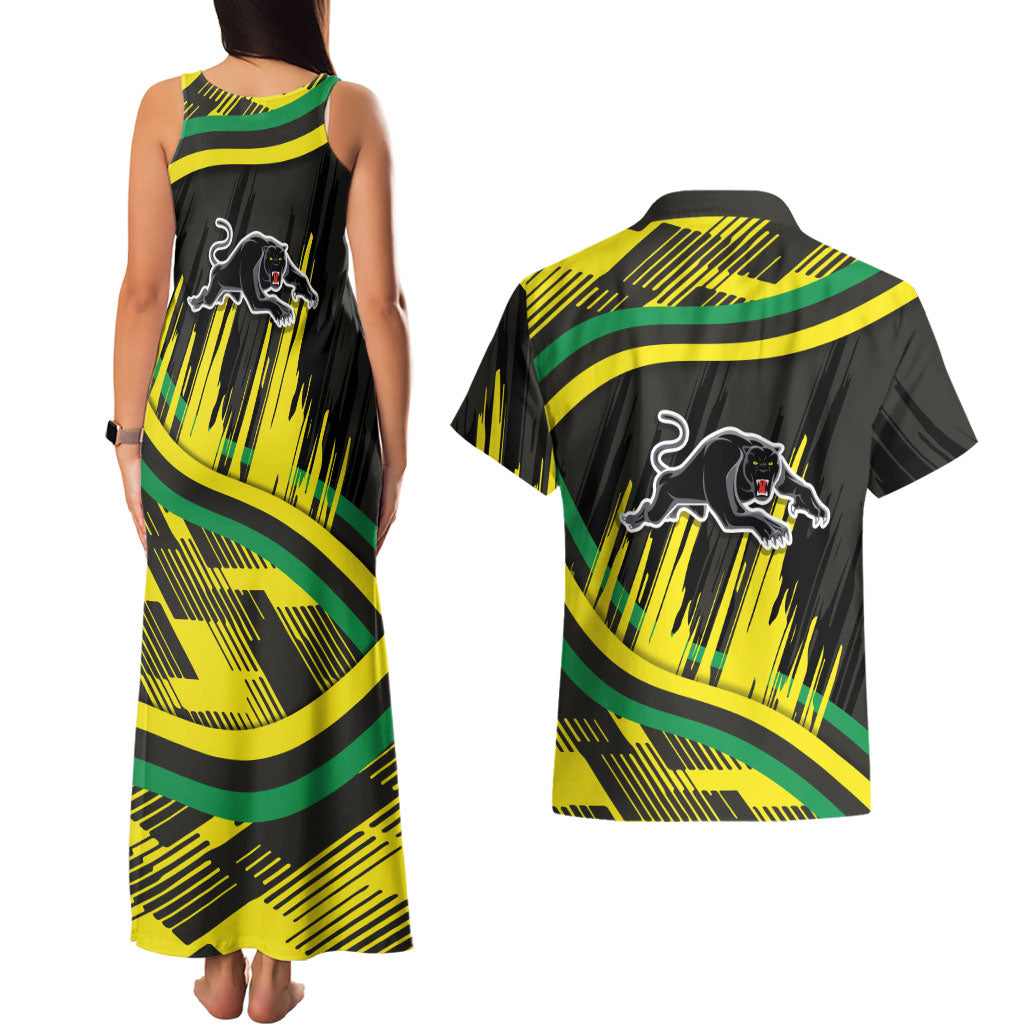 Panthers Rugby Mascot Couples Matching Tank Maxi Dress and Hawaiian Shirt Fierce Athlete Graphic in Sports Style