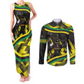 Panthers Rugby Mascot Couples Matching Tank Maxi Dress and Long Sleeve Button Shirt Fierce Athlete Graphic in Sports Style