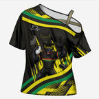 Panthers Rugby Mascot Cross Shoulder Shirt Fierce Athlete Graphic in Sports Style