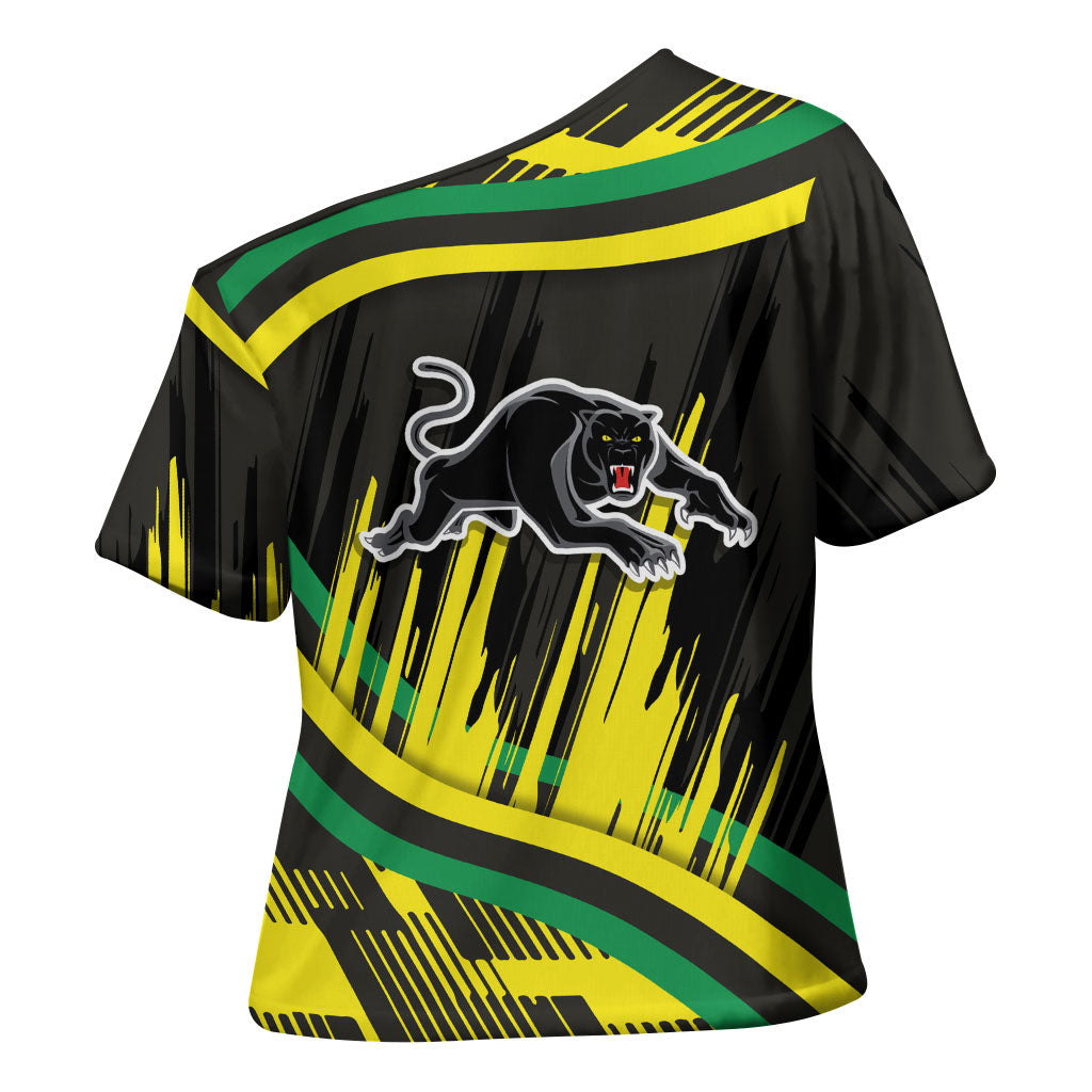 Panthers Rugby Mascot Cross Shoulder Shirt Fierce Athlete Graphic in Sports Style