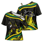 Panthers Rugby Mascot Cross Shoulder Shirt Fierce Athlete Graphic in Sports Style