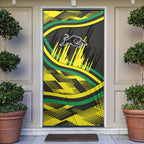 Panthers Rugby Mascot Door Cover Fierce Athlete Graphic in Sports Style