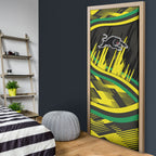Panthers Rugby Mascot Door Cover Fierce Athlete Graphic in Sports Style