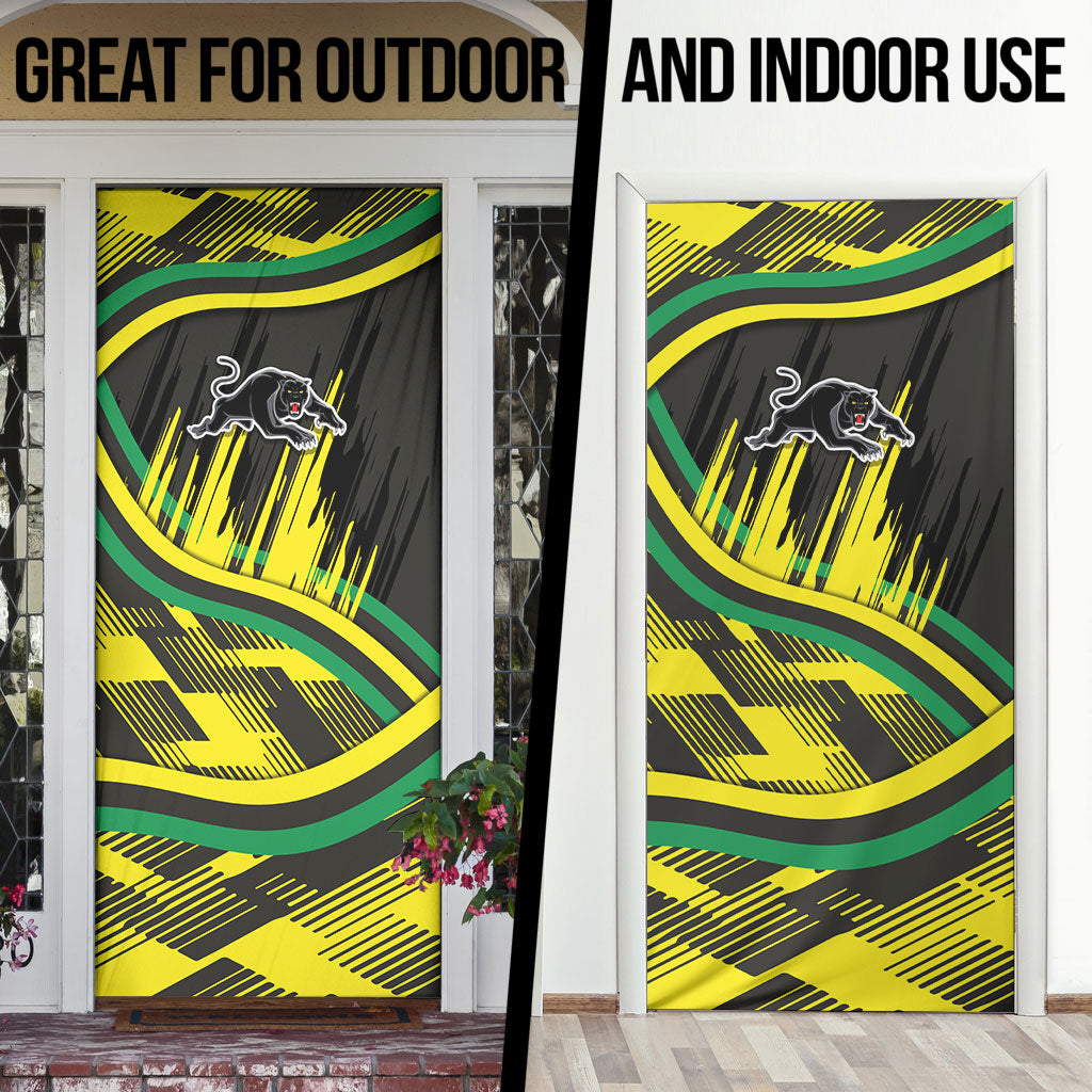 Panthers Rugby Mascot Door Cover Fierce Athlete Graphic in Sports Style