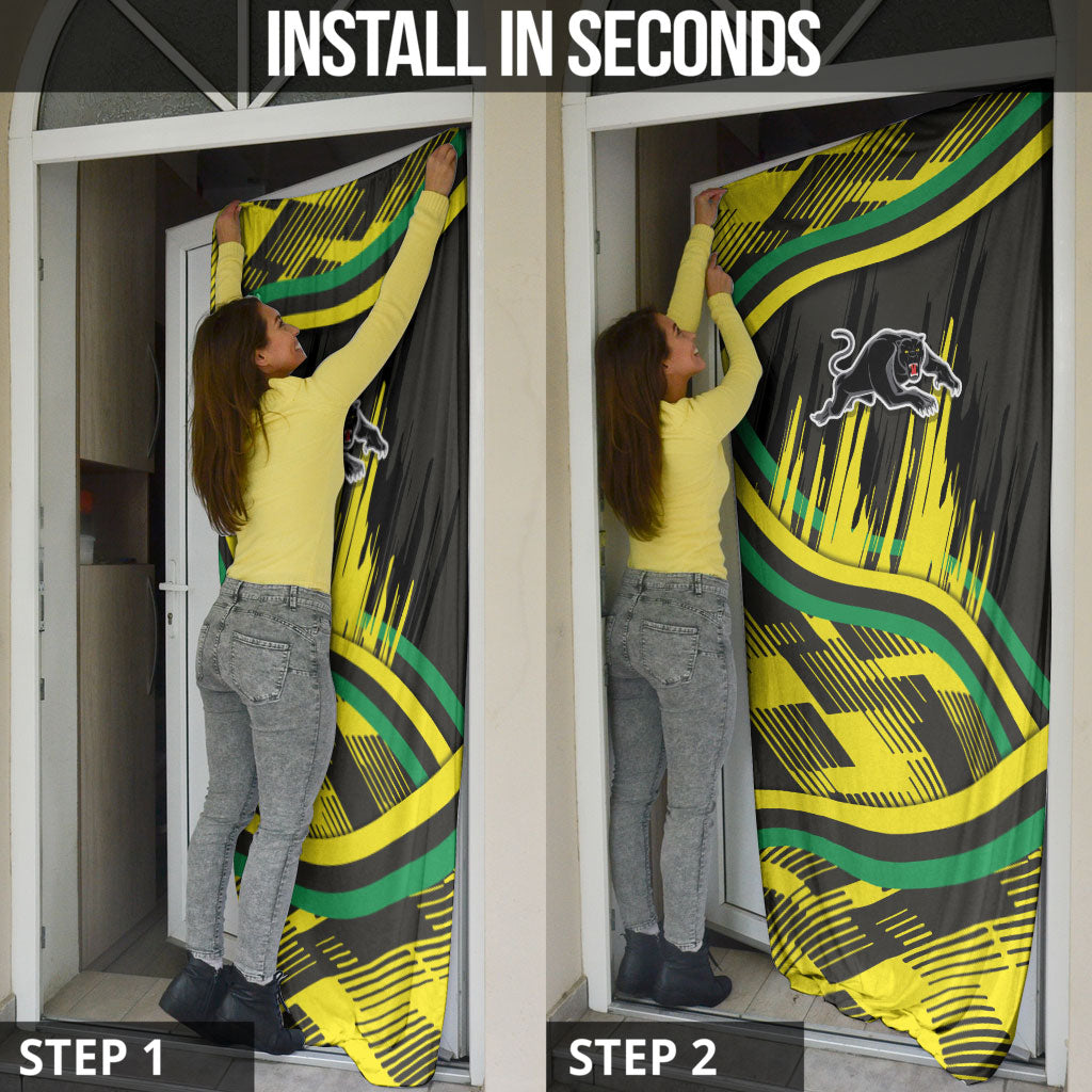 Panthers Rugby Mascot Door Cover Fierce Athlete Graphic in Sports Style