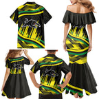 Panthers Rugby Mascot Family Matching Mermaid Dress and Hawaiian Shirt Fierce Athlete Graphic in Sports Style