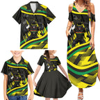 Panthers Rugby Mascot Family Matching Summer Maxi Dress and Hawaiian Shirt Fierce Athlete Graphic in Sports Style