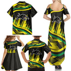 Panthers Rugby Mascot Family Matching Summer Maxi Dress and Hawaiian Shirt Fierce Athlete Graphic in Sports Style