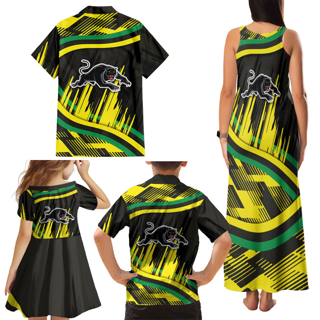Panthers Rugby Mascot Family Matching Tank Maxi Dress and Hawaiian Shirt Fierce Athlete Graphic in Sports Style