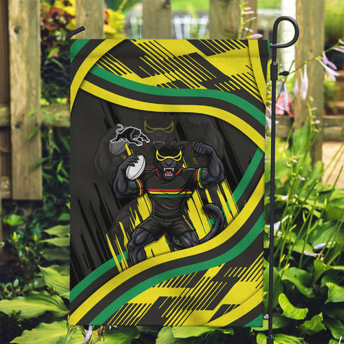 Panthers Rugby Mascot Garden Flag Fierce Athlete Graphic in Sports Style