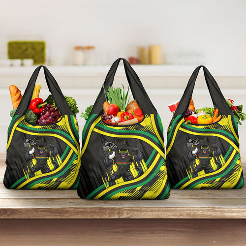Panthers Rugby Mascot Grocery Bag Fierce Athlete Graphic in Sports Style