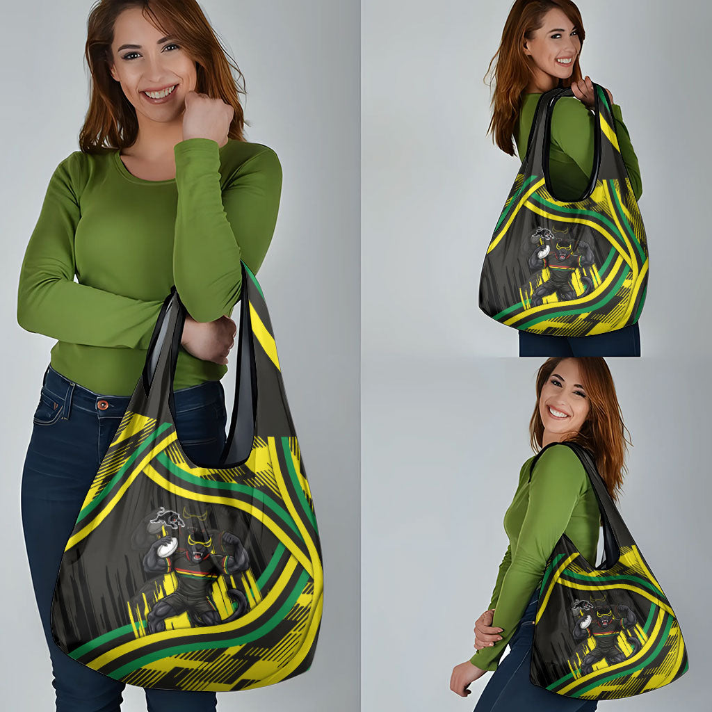 Panthers Rugby Mascot Grocery Bag Fierce Athlete Graphic in Sports Style