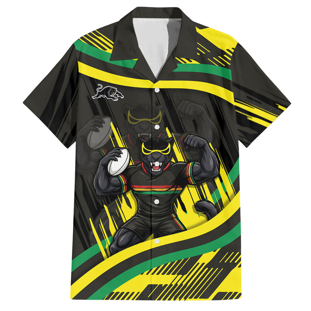 Panthers Rugby Mascot Hawaiian Shirt Fierce Athlete Graphic in Sports Style