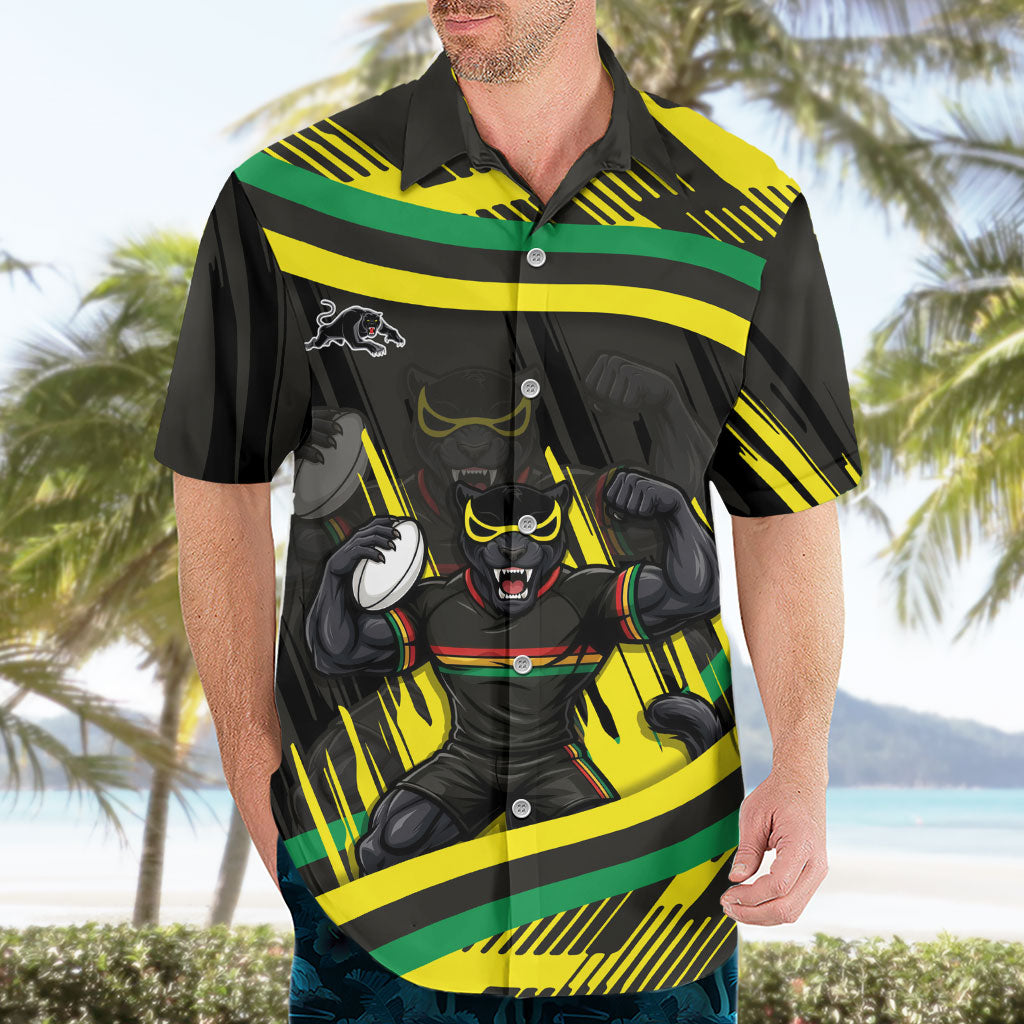 Panthers Rugby Mascot Hawaiian Shirt Fierce Athlete Graphic in Sports Style