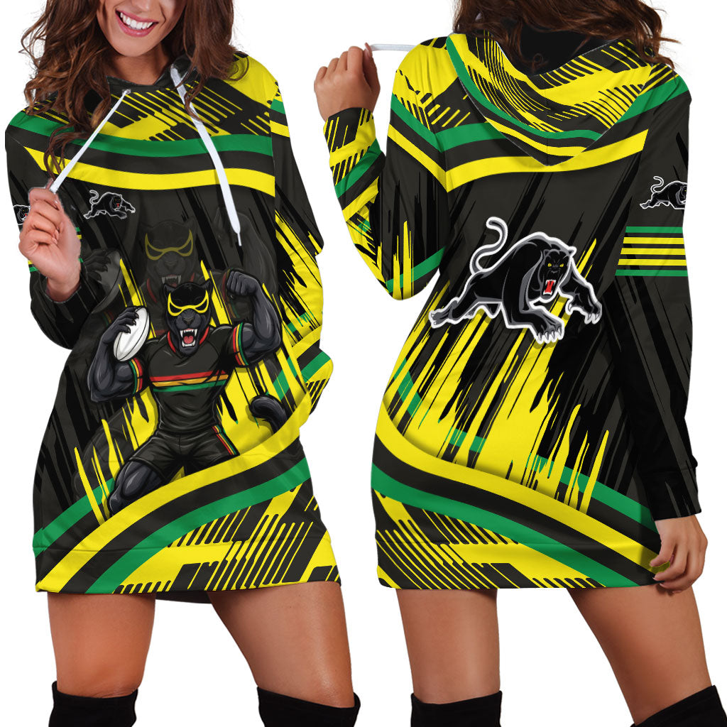 Panthers Rugby Mascot Hoodie Dress Fierce Athlete Graphic in Sports Style