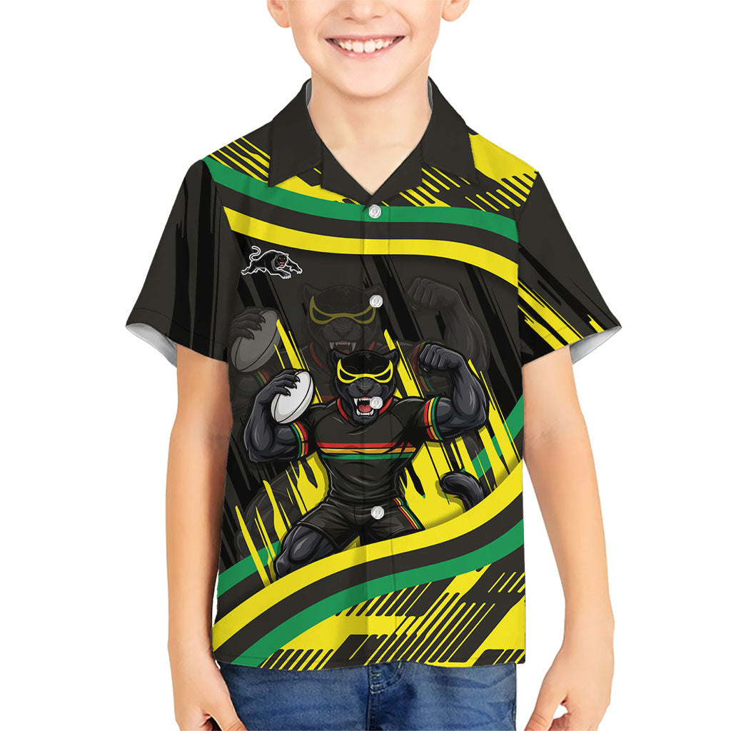 Panthers Rugby Mascot Kid Hawaiian Shirt Fierce Athlete Graphic in Sports Style