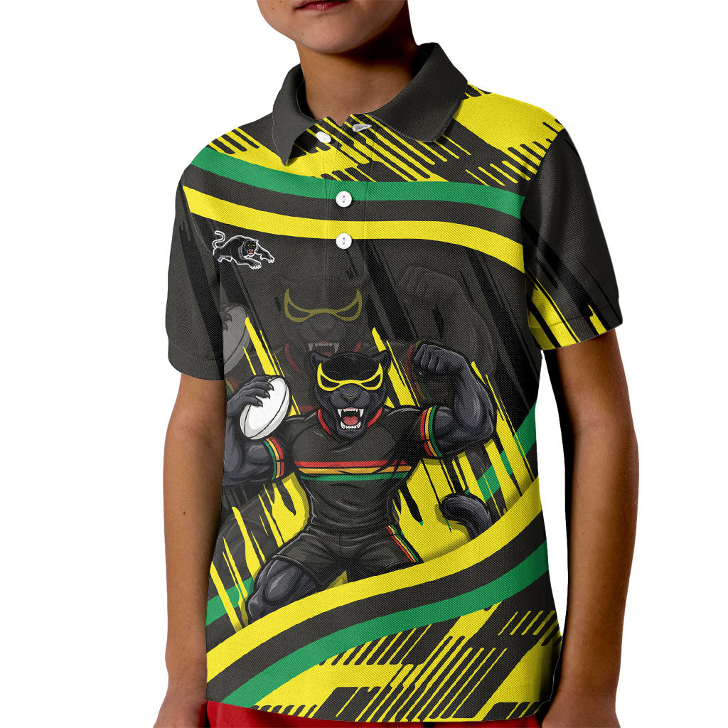 Panthers Rugby Mascot Kid Polo Shirt Fierce Athlete Graphic in Sports Style