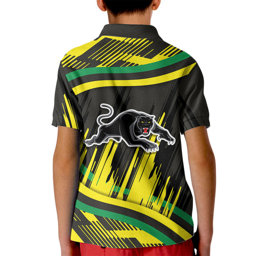 Panthers Rugby Mascot Kid Polo Shirt Fierce Athlete Graphic in Sports Style