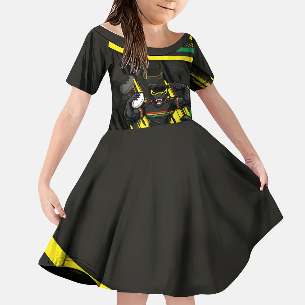 Panthers Rugby Mascot Kid Short Sleeve Dress Fierce Athlete Graphic in Sports Style